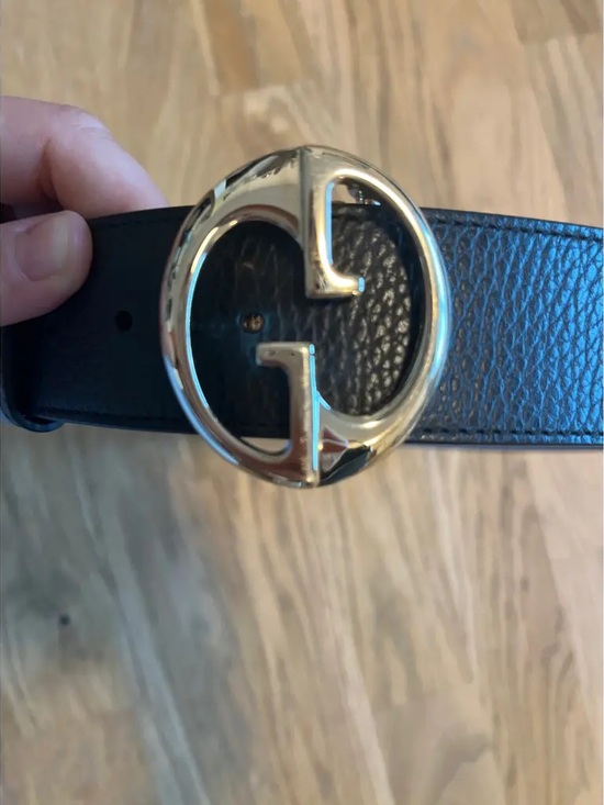 Gucci Black/Brown REVERSIBLE Leather Belt with Gold Double G Oval Buckle main image 5